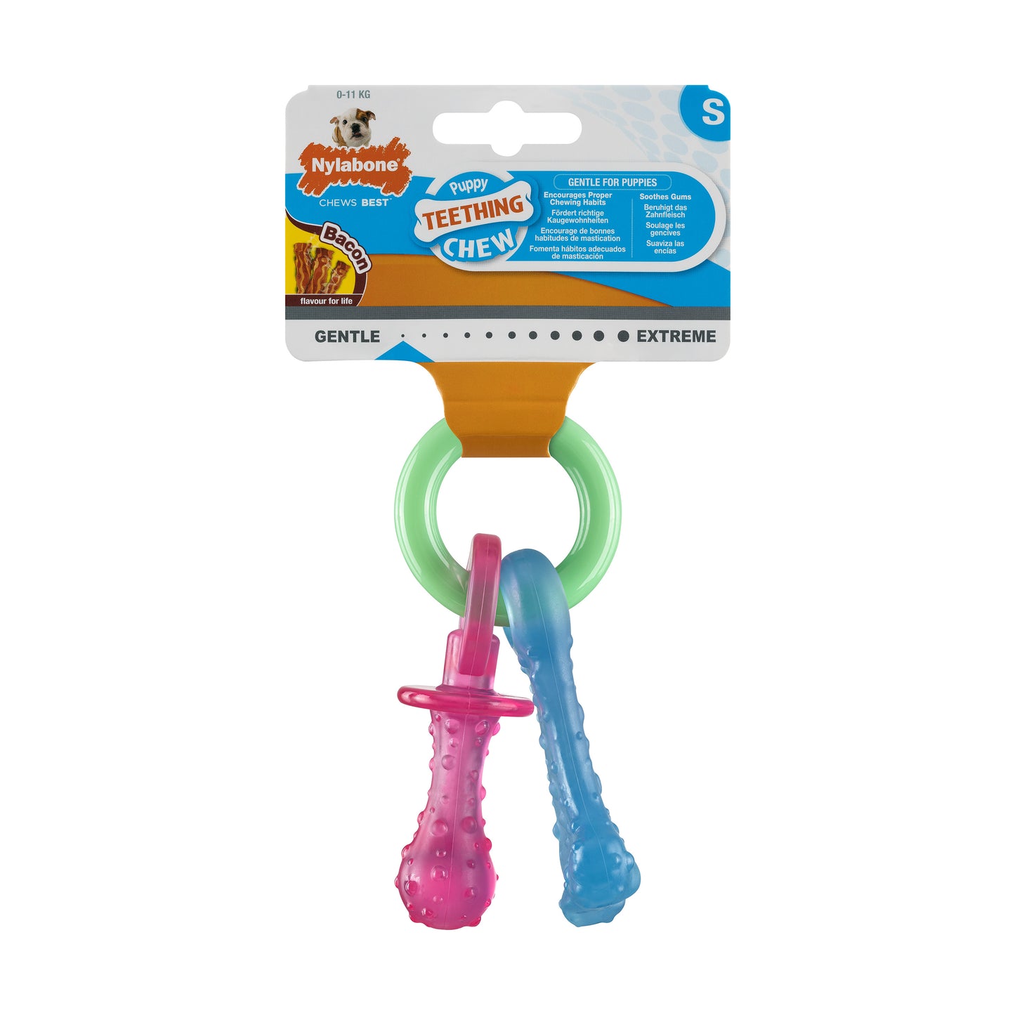 Nylabone Puppy Chew Teething Pacifier – Kauspielzeug für Welpen im Zahnwechsel S