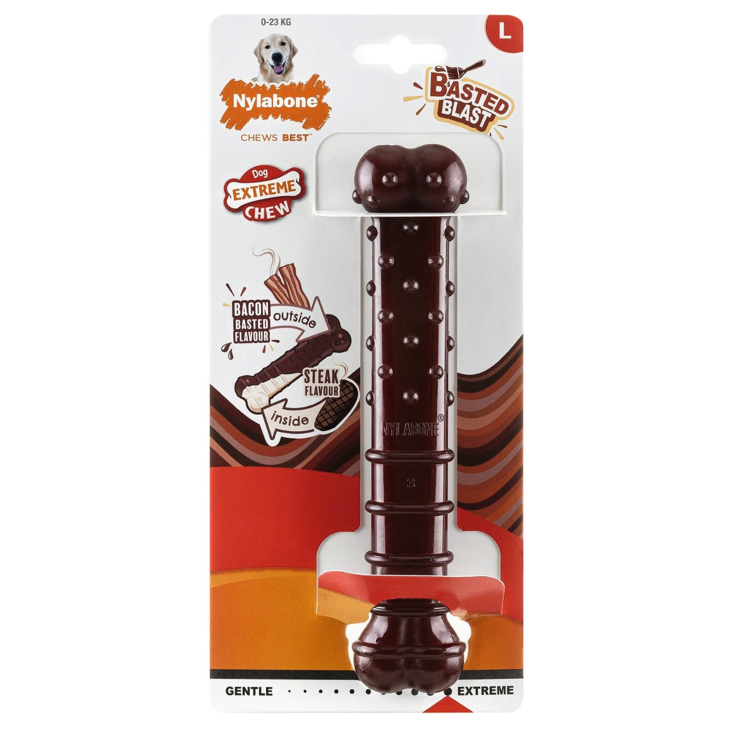 Nylabone Power Chew Basted Blast Textured Bone – für starke & extreme Kauer (XS, S, M, L, XL)