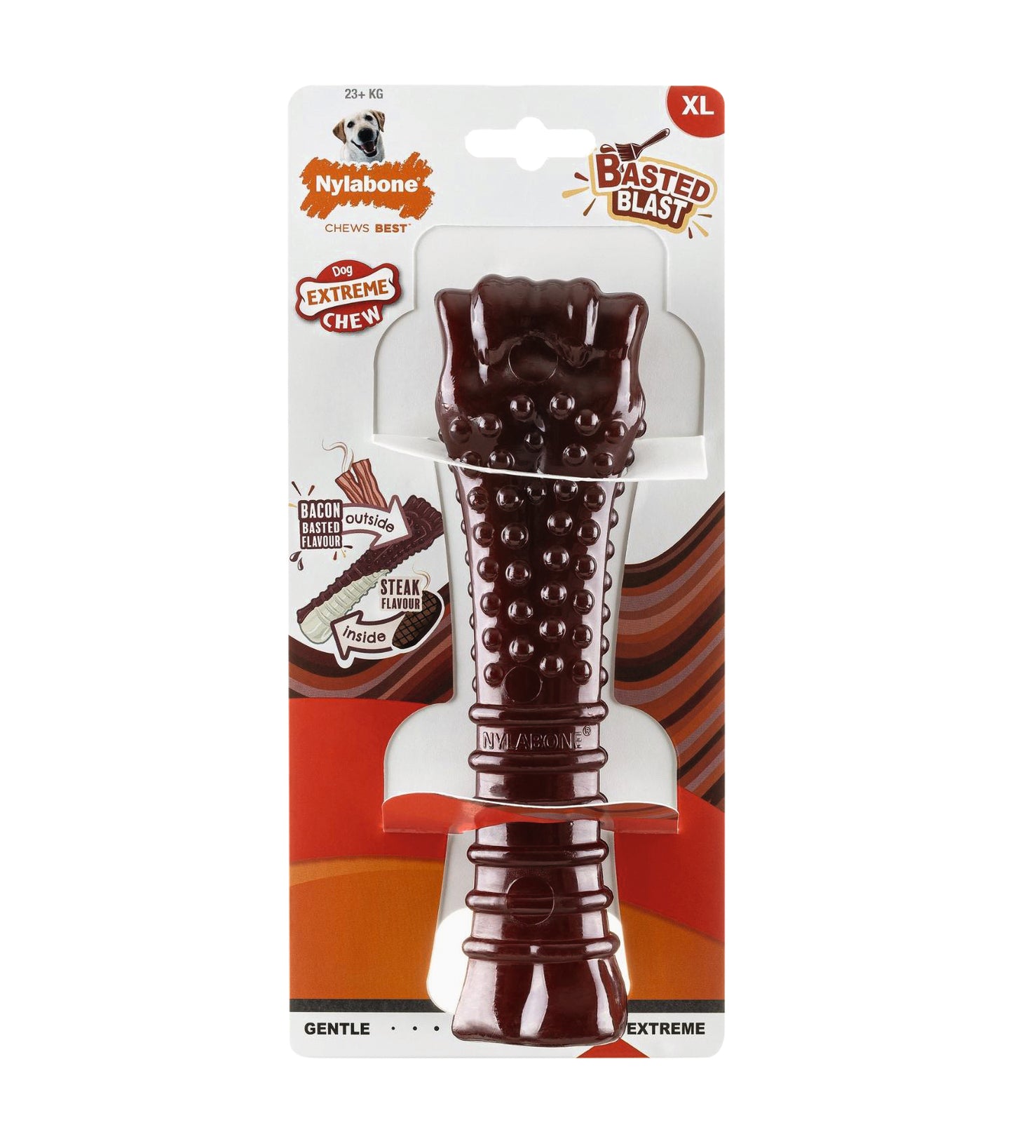 Nylabone Power Chew Basted Blast Textured Bone – für starke & extreme Kauer (XS, S, M, L, XL)