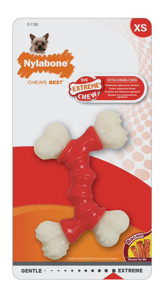 Nylabone Power Chew Double Bone Bacon – für starke & extreme Kauer (XS & M)