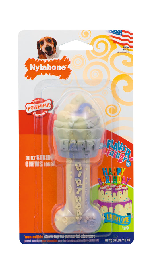 Nylabone Flavor Frenzy Dura Chew Geburtstagskuchen – Kauspielzeug für starke Kauer (M & L)