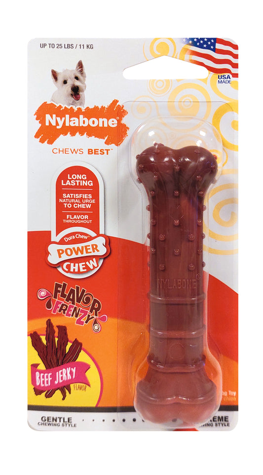 Nylabone Flavor Frenzy Power Chew – Beef Jerky – Kauspielzeug für starke Kauer (S, M, L, XL)