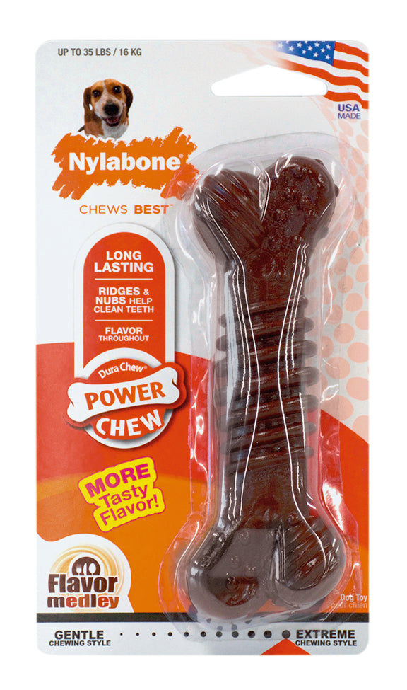 Nylabone Dura Chew Power Chew "Flavour Medley" – Kauspielzeug für starke Kauer (M & XL)