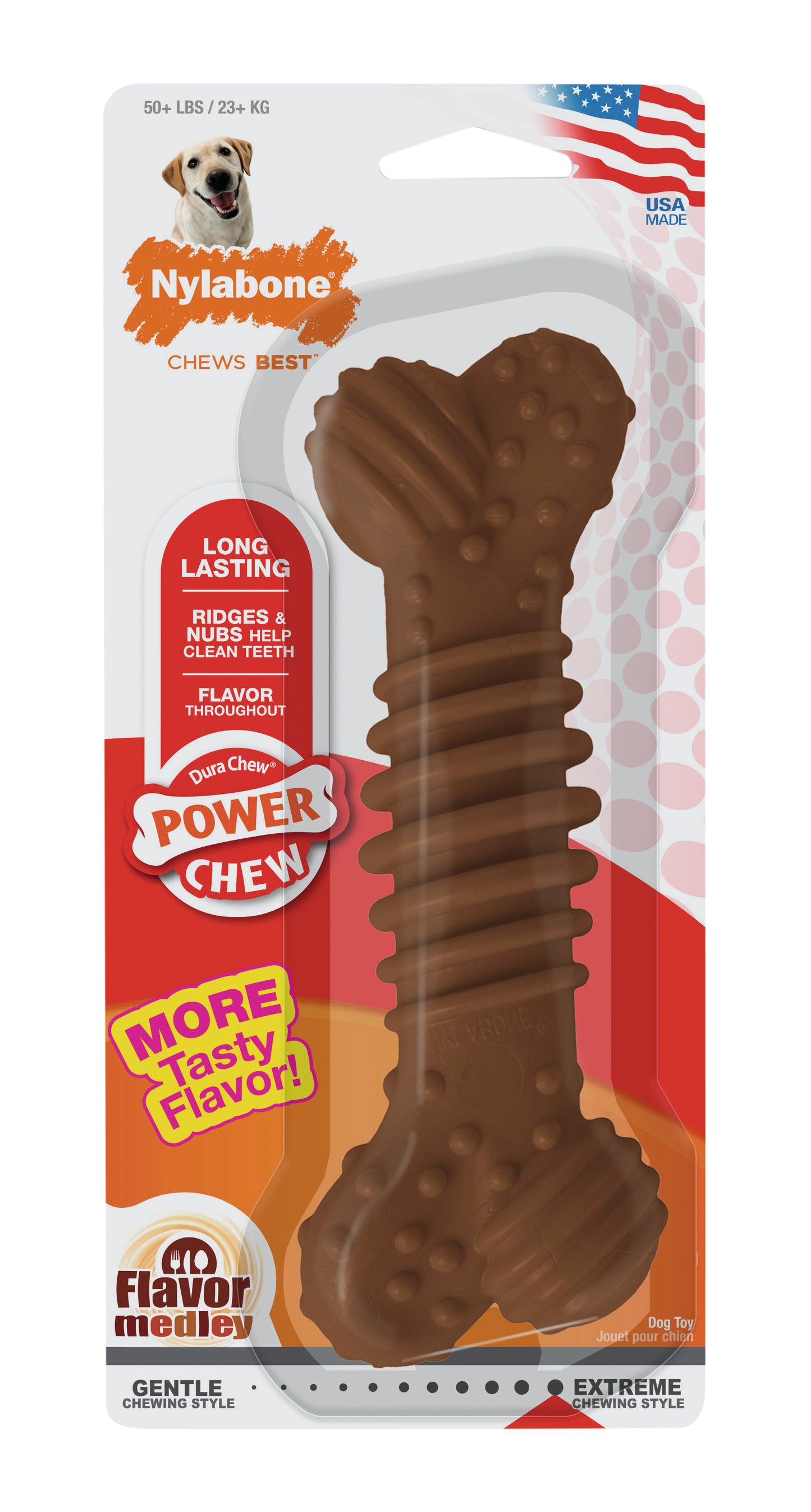 Nylabone Dura Chew Power Chew "Flavour Medley" – Kauspielzeug für starke Kauer (M & XL)