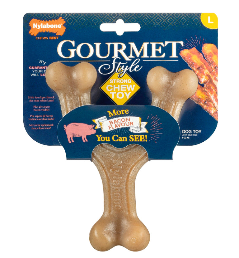 Nylabone Gourmet Style Strong Chew Wishbone Bacon ( S & L)