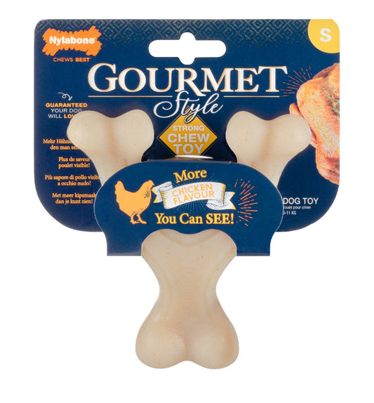 Nylabone Gourmet Style Strong Chew Wishbone Chicken (Größe S & L)