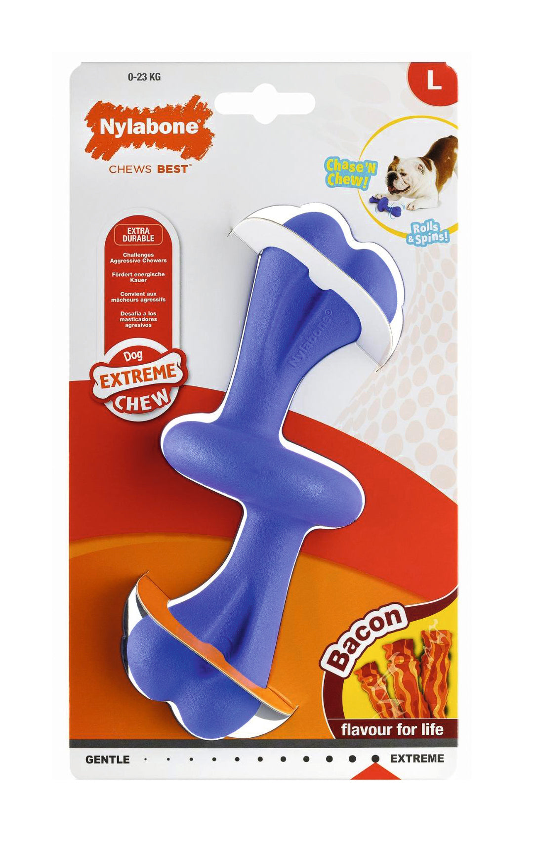 Nylabone Power Chew Rolling Chase N Chew – bewegliches Kauspielzeug für starke Kauer