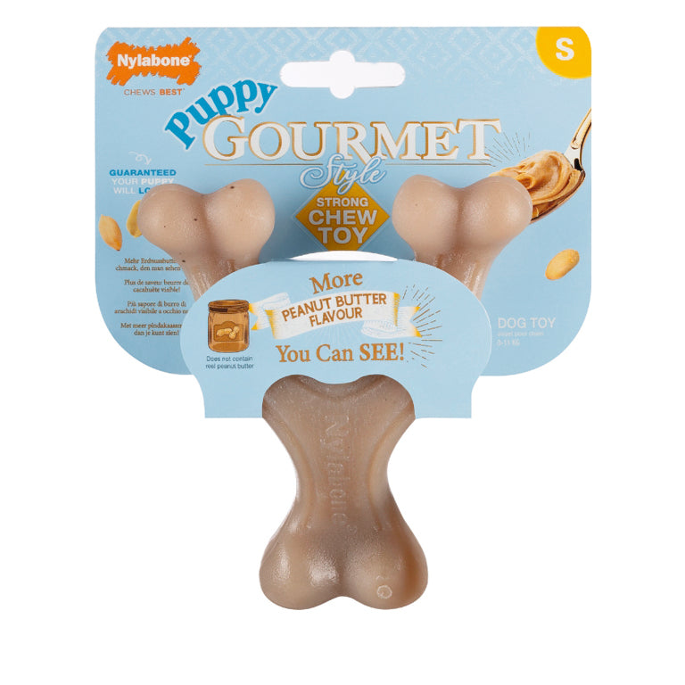 Nylabone Puppy Gourmet Style Strong Chew Wishbone Peanut Butter M