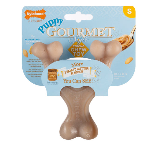 Nylabone Puppy Gourmet Style Strong Chew Wishbone Peanut Butter M